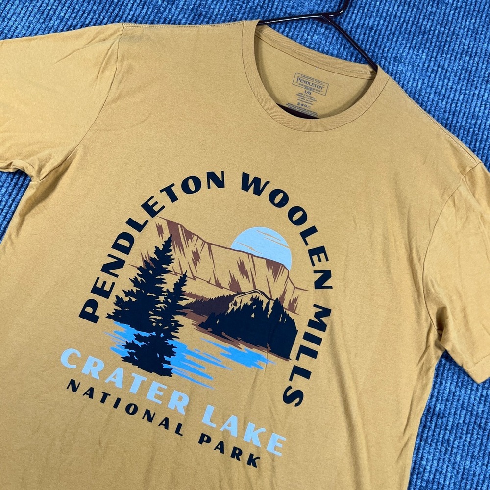 Pendleton Crater Lake National Park Shirt Mens Yellow Short Sleeve Crew Neck